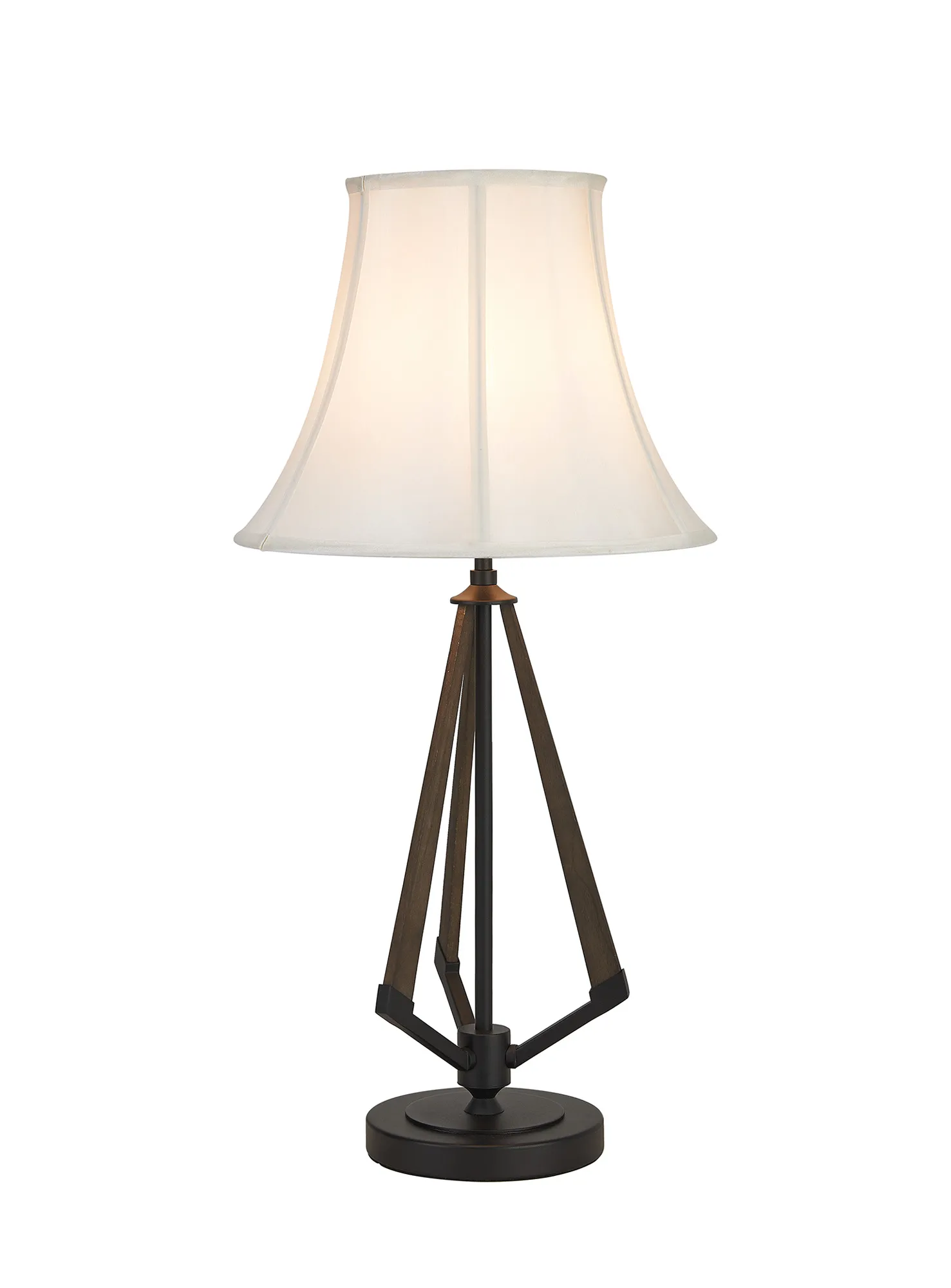 IL32959BL/CR  Hilton Table Lamp, 1 Light E27, Satin Black/Dark Grey Wood/Cream 35.5x27cm Shade